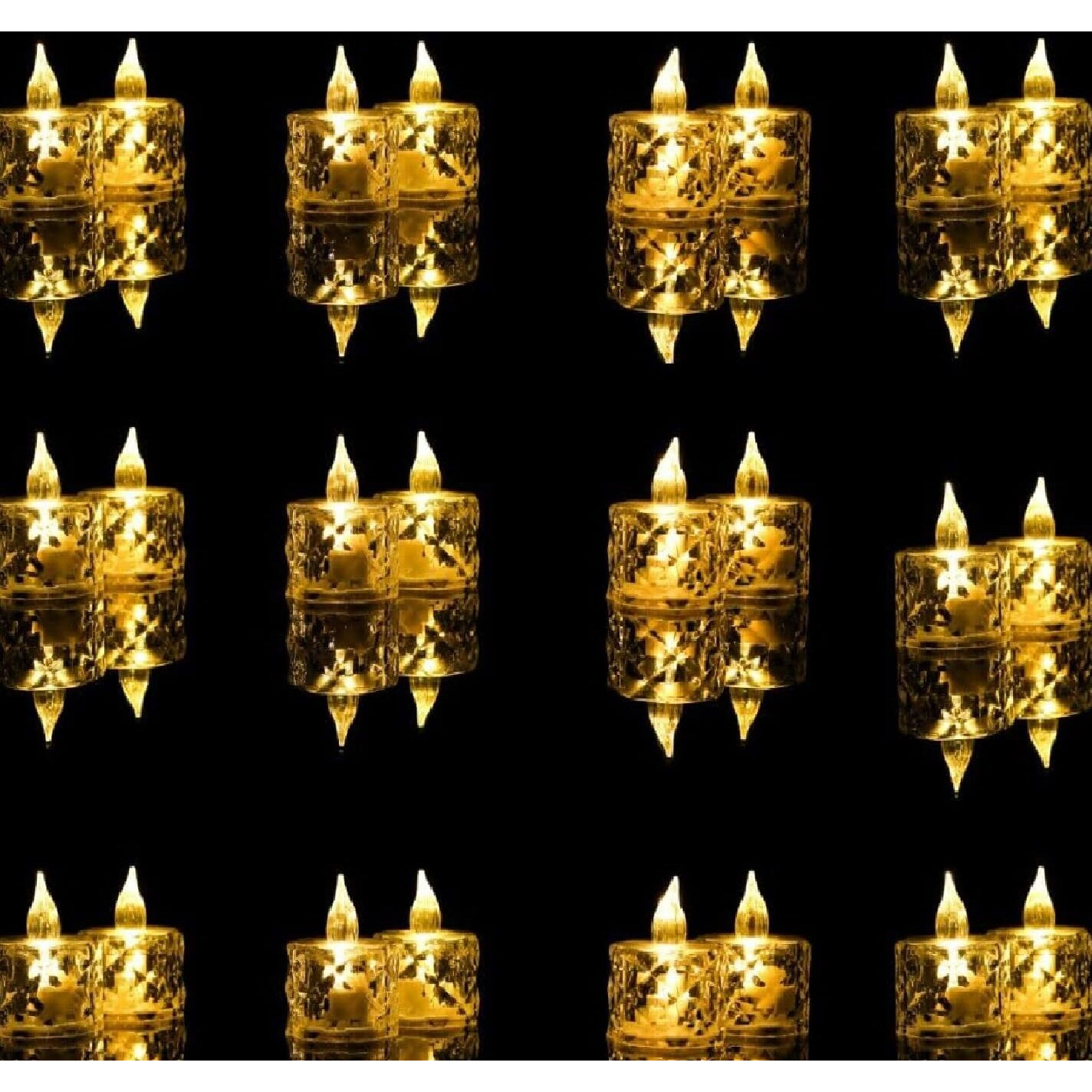 Ein Sof 24 Pcs Flameless and Smokeless Decorative Crystal Candles Transparent Acrylic Led Tea Light Candle for decoration (24 Pieces, Yellow, 5 cm)