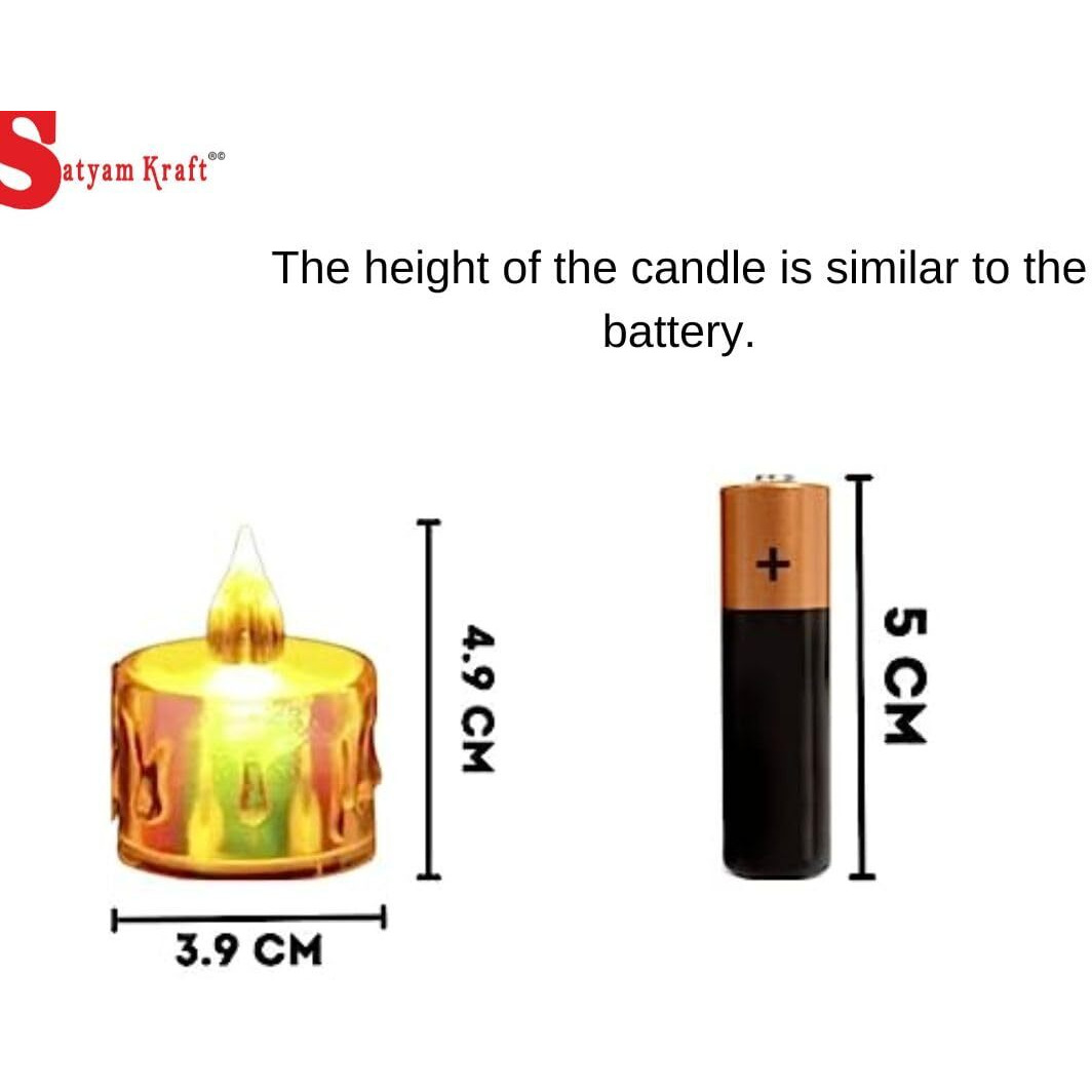 SATYAM KRAFT 6 Pcs Flameless and Smokeless Decorative Multicolour Acrylic Candles Led Tea Light Candle Perfect for Home Decor, Gifting,Festival Decoration (4.9 cm) (Small)