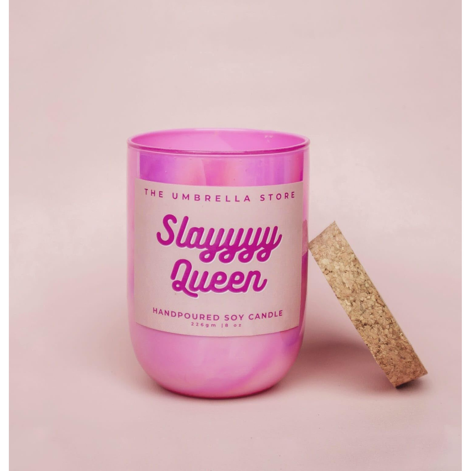 THE UMBRELLA STORE Slayyy Queen Scented Candle, Soy Wax Scented Candle with Wooden Wick, Citrus and Woody Fragrance Blend