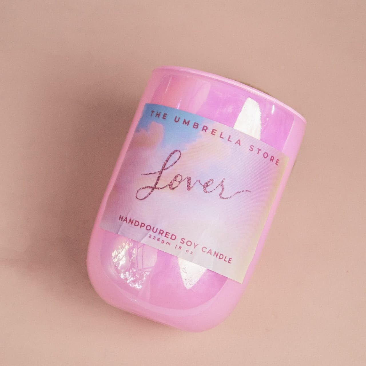 THE UMBRELLA STORE Lover Scented Candle, Tay Inspired Candle, Jasmine and Sandalwood Candle for Aromatherapy, Soy Wax with Wooden Wick (Pink)