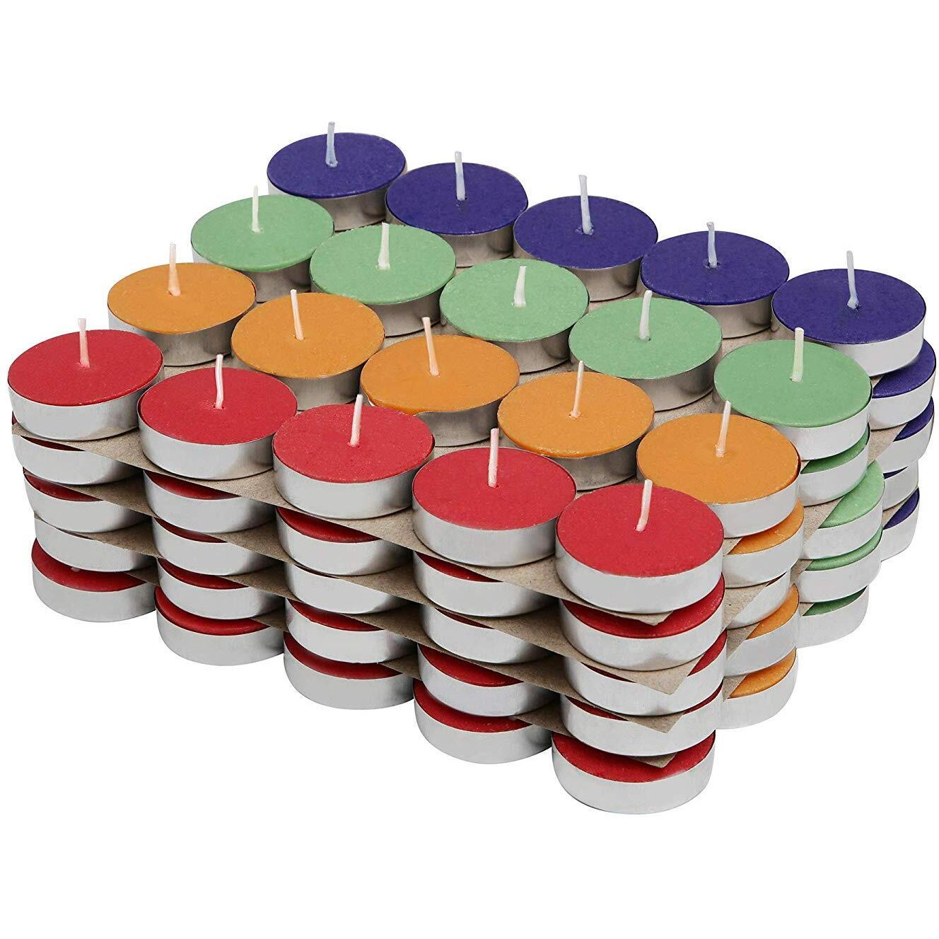 Casa Illuminated Multi Color Paraffin Wax Tea Light Candles, 50 Pcs Tealight, Home Decoration & Candle Light Dinner Gift Set