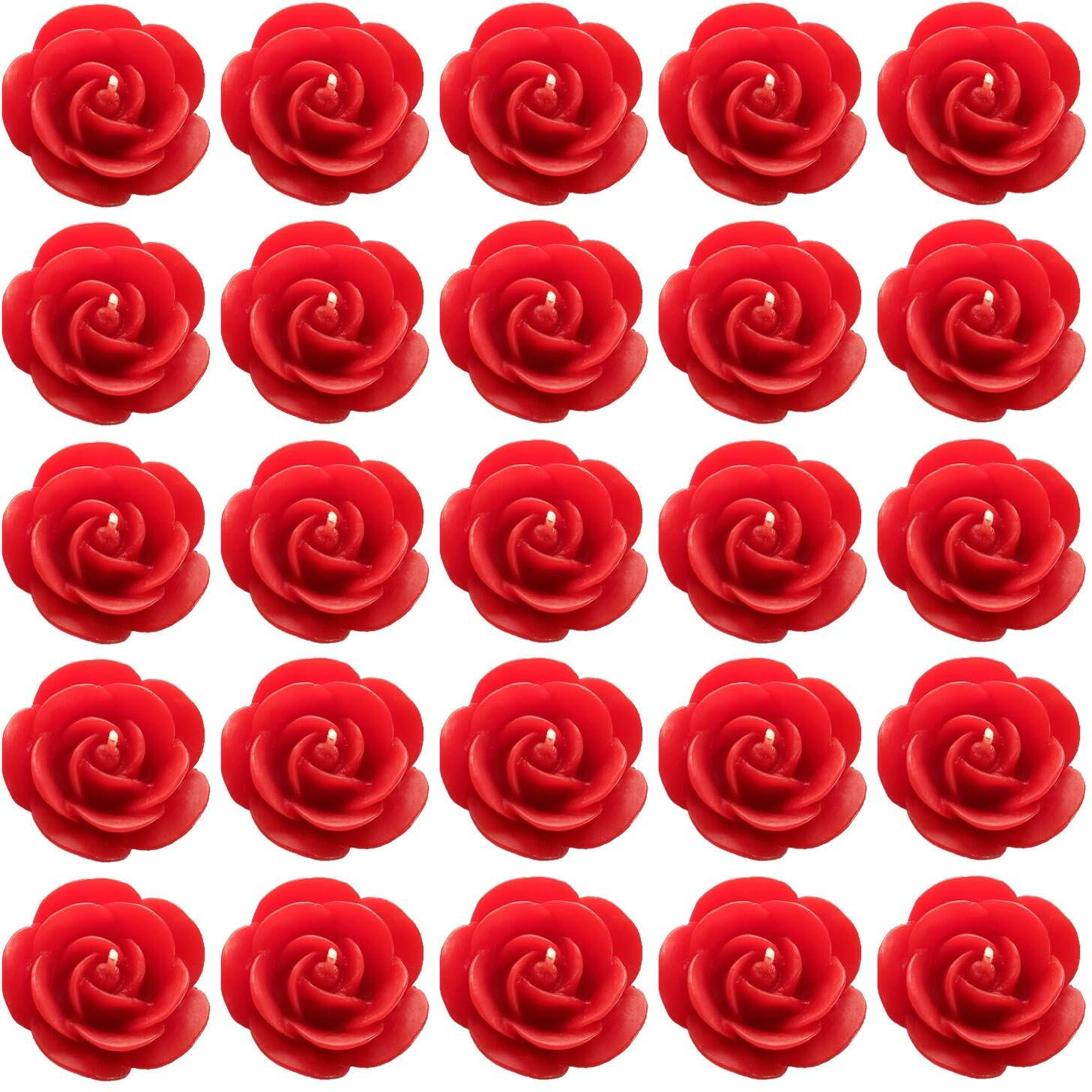 Shraddha Creation Floating Rose Decorative Wax Candle, Pack of 25, Rose
