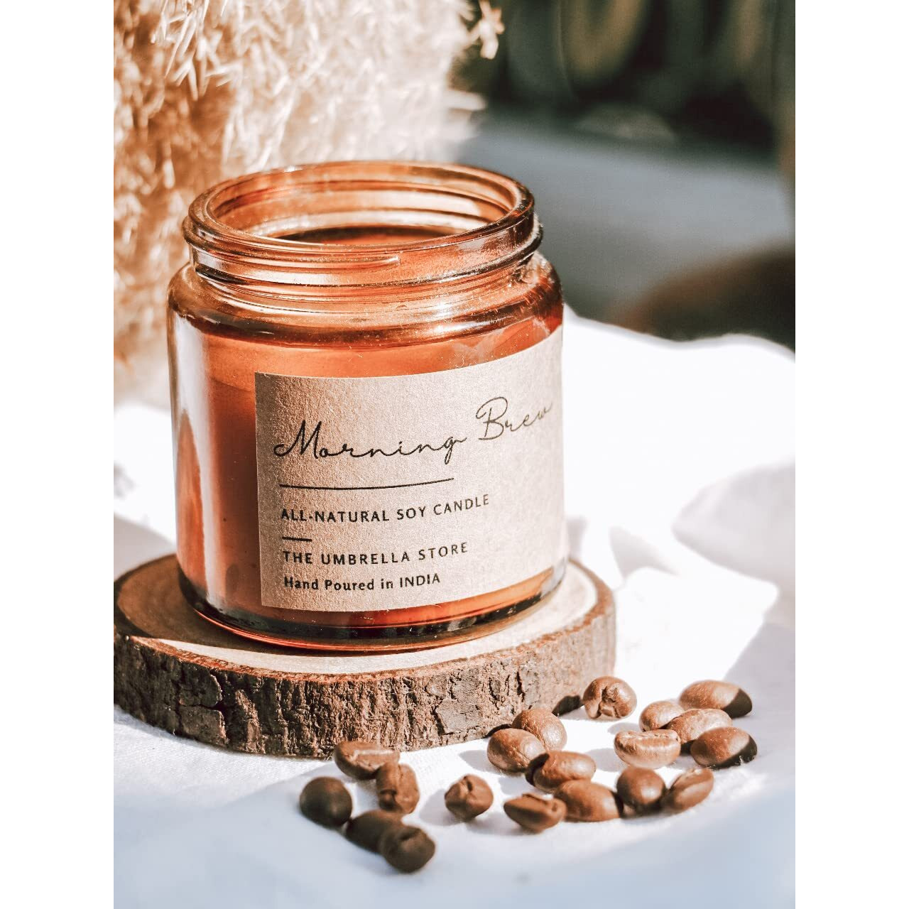 THE UMBRELLA STORE Morning Brew Scented Candle, Coffee Scented Candle,Glass Jar Wax Candle, Coffee Fragrance Upto 15 Hours, Best Gift (Pack of 1)