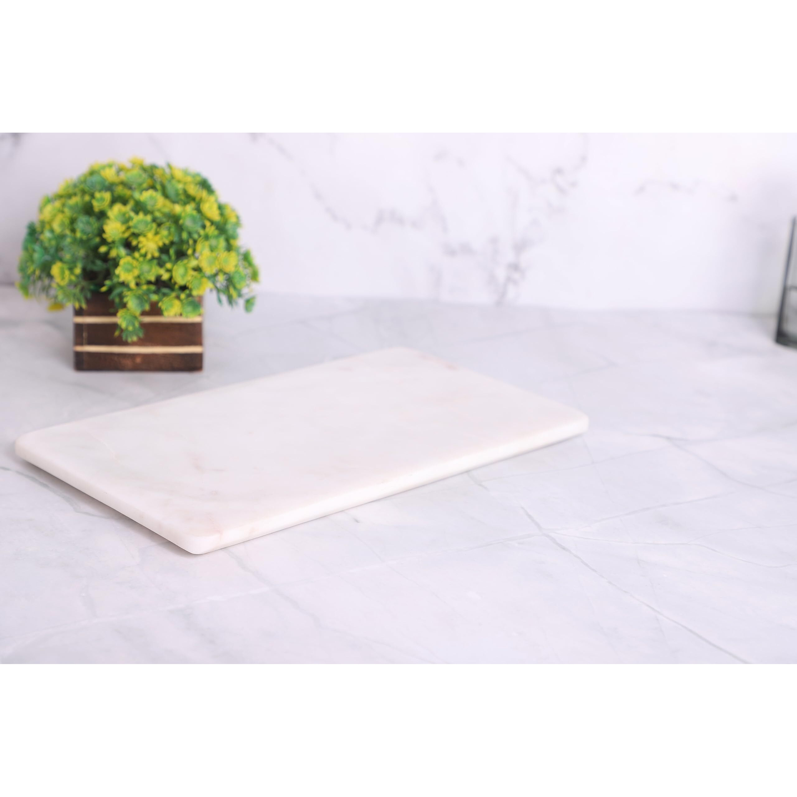 Dreamy Walls White Marble Vanity Tray for Bathroom - Small Tray Organizer for Dresser & Night Stand - Dish Holder, Cosmetic Tray - Perfume, Candle, Small Plant, Home Dcor - Ideal Size