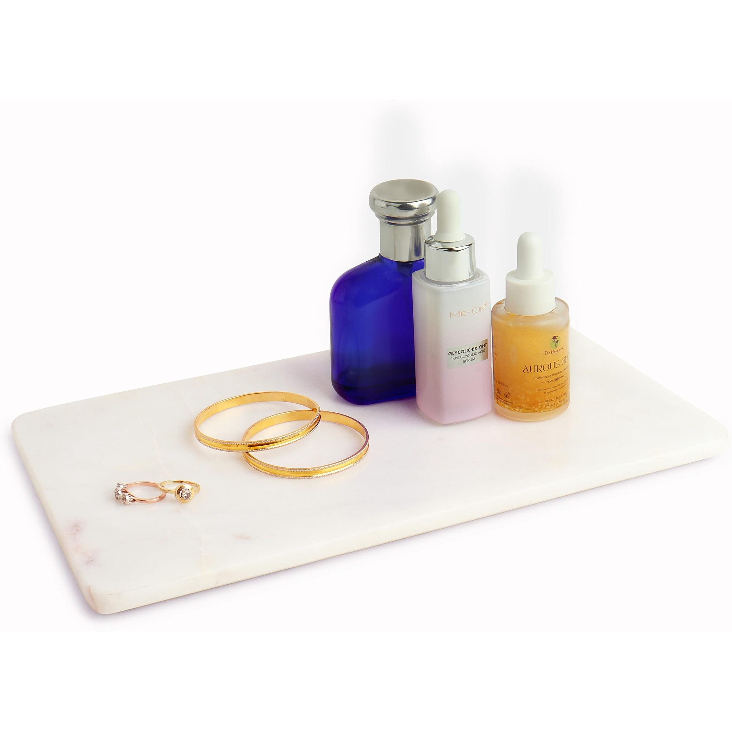 Dreamy Walls White Marble Vanity Tray for Bathroom - Small Tray Organizer for Dresser & Night Stand - Dish Holder, Cosmetic Tray - Perfume, Candle, Small Plant, Home Dcor - Ideal Size
