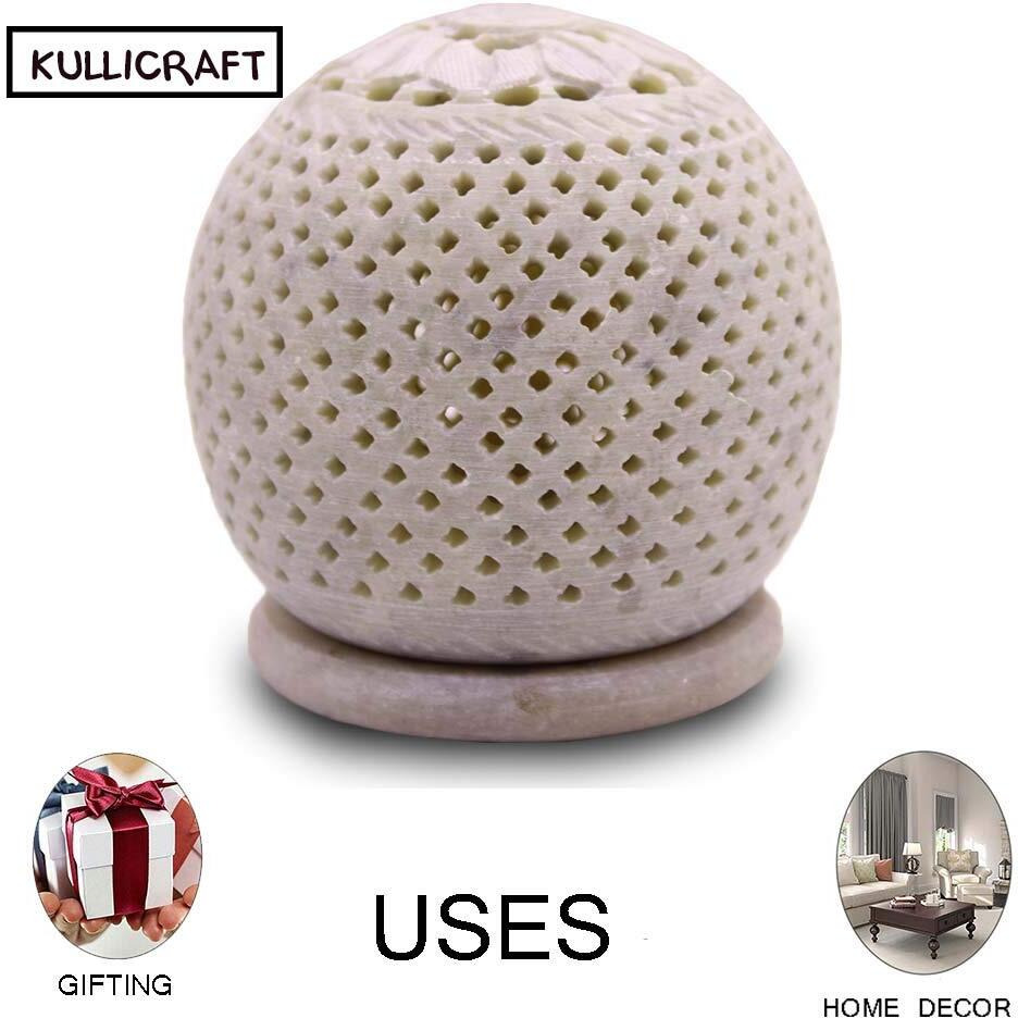 KC KULLICRAFT Marble Soapstone Round Tea Light Candle Holder - Perfect Handmade for Gifting.Decorative Home and Office Decor. (Free 1 Candle Tea light)