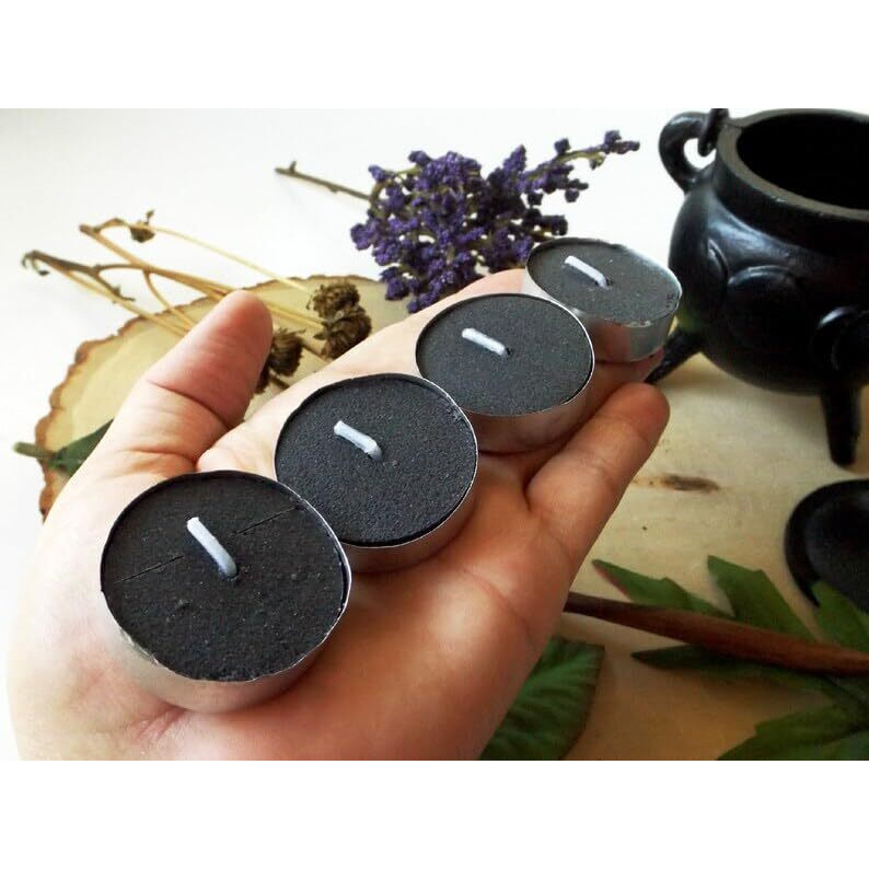 Luces Smokeless Scented 40 Black Tealight t-lite Floating Candle for Decoretion