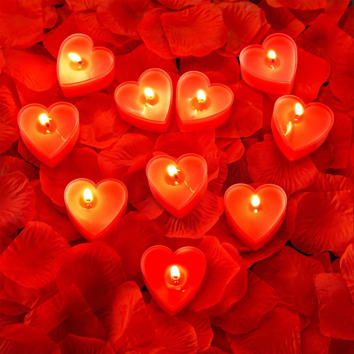 Festiko 10 Pcs Heart Shaped Scented Candles, Sweet Romantic Love Heart Shaped Floating Candle for Home Decorations Wedding Birthday Party Celebrations (Red)