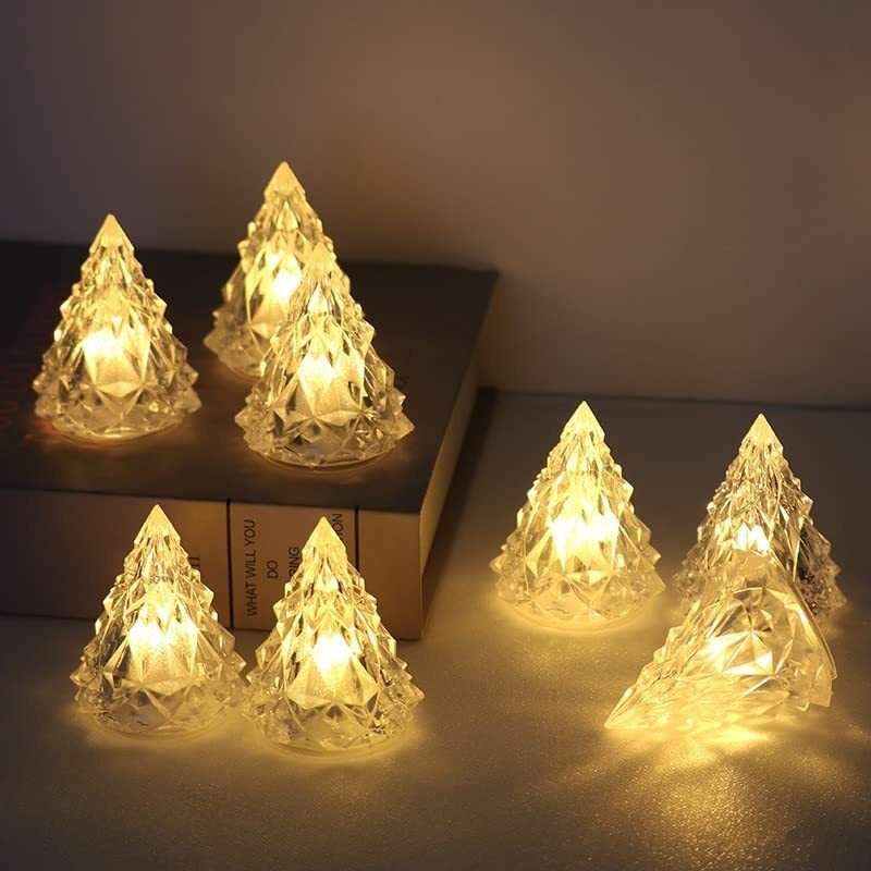 SATYAM KRAFT 2 Pcs Acrylic Crystal Modak Design Flameless and Smokeless Led Tea Light Candle for Gifting,House, Light for Balcony, Room, Birthday, Festival Decoration