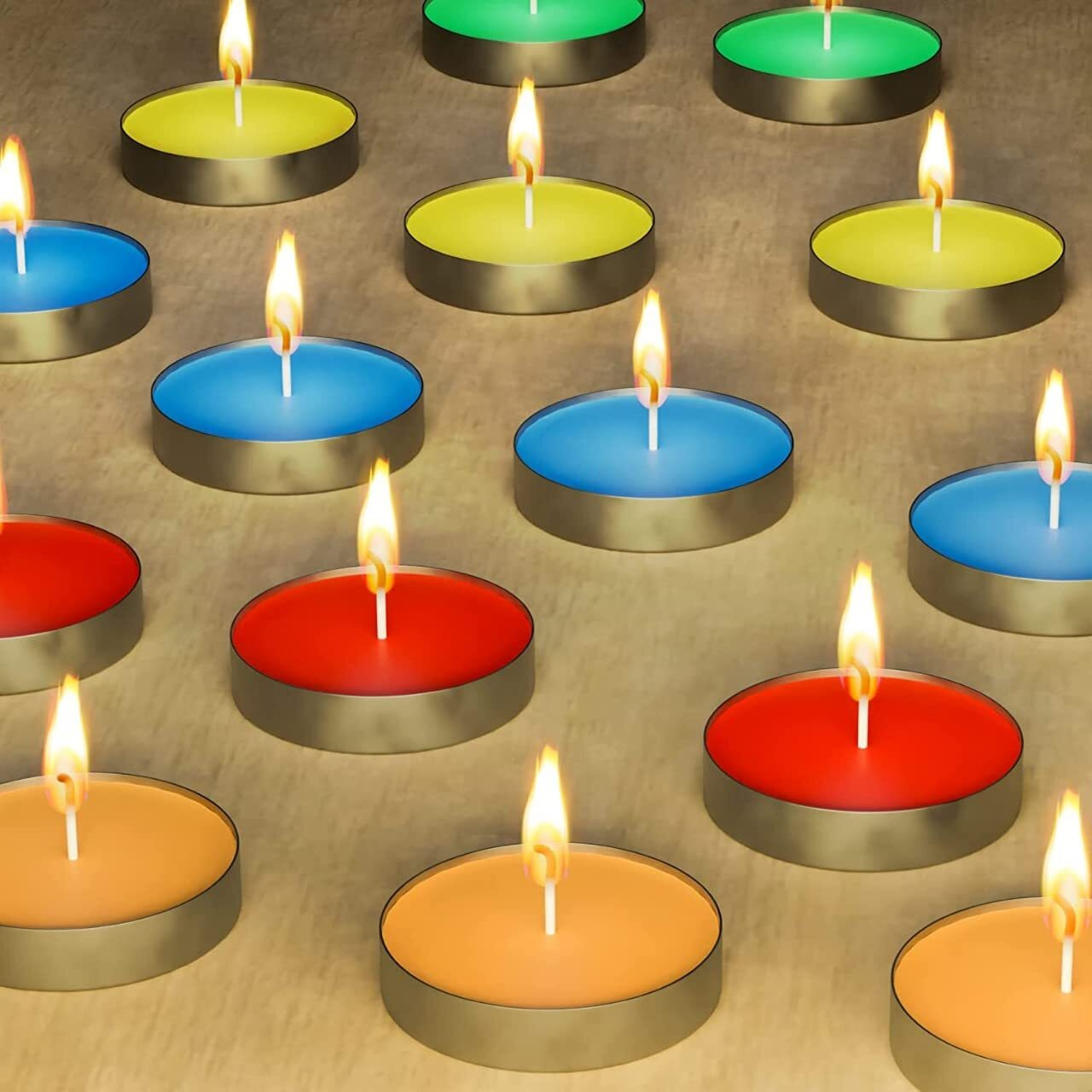 Yathart Multi-Purpose Candles for Home Decorative Smokeless Pack of 50 Pcs Diya Tealight Candle Set (Multicolor, Scented Fragrance, 12gm Wax)