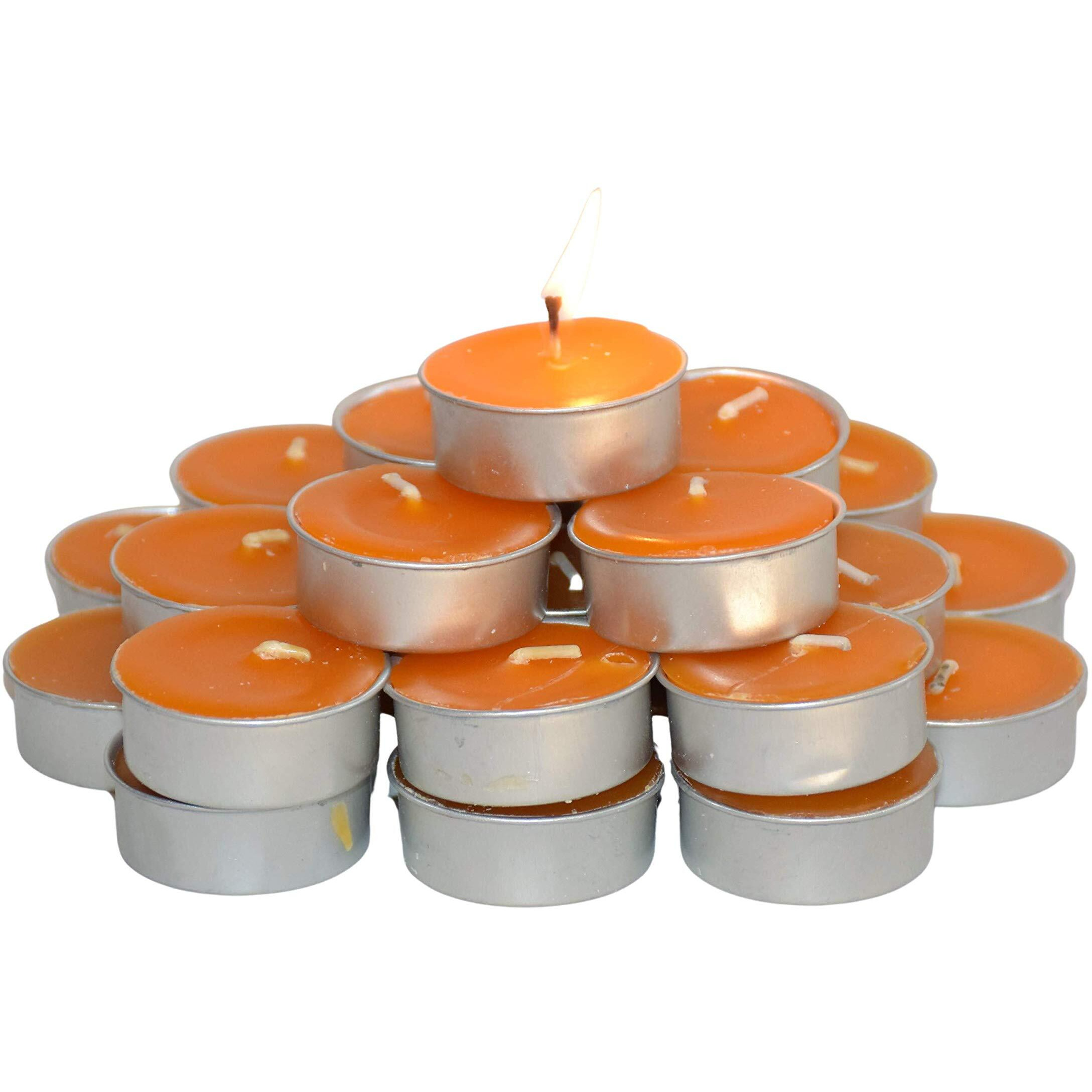 Pure Source India Scented Tea Light Candle (Orange Fragrance) Smokeless Candles Made in India (25 Pcs Candles)