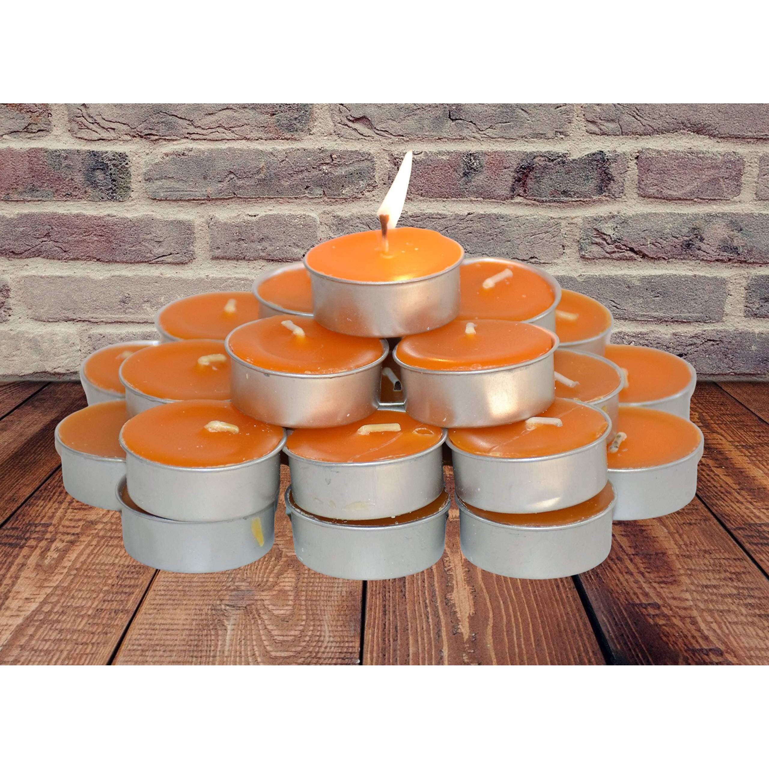 Pure Source India Scented Tea Light Candle (Orange Fragrance) Smokeless Candles Made in India (25 Pcs Candles)