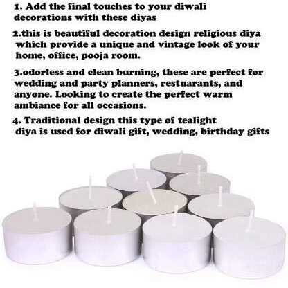 AKH69 Tealight Candles Pure Wax, Unscented, 9 Hours Burning time, White Unscented Tea Light Candles for Date (Pack of 10) Candle (White, Pack of 10)