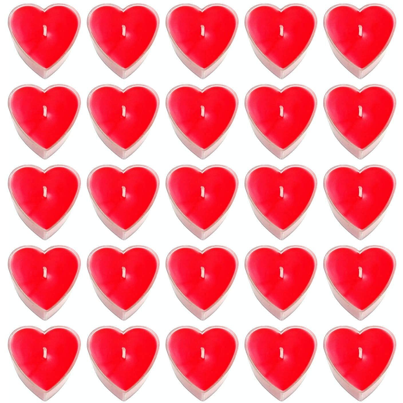 Shraddha Creation Acrylic Heart Wax Romantic Candle, Pack of 25, Rose