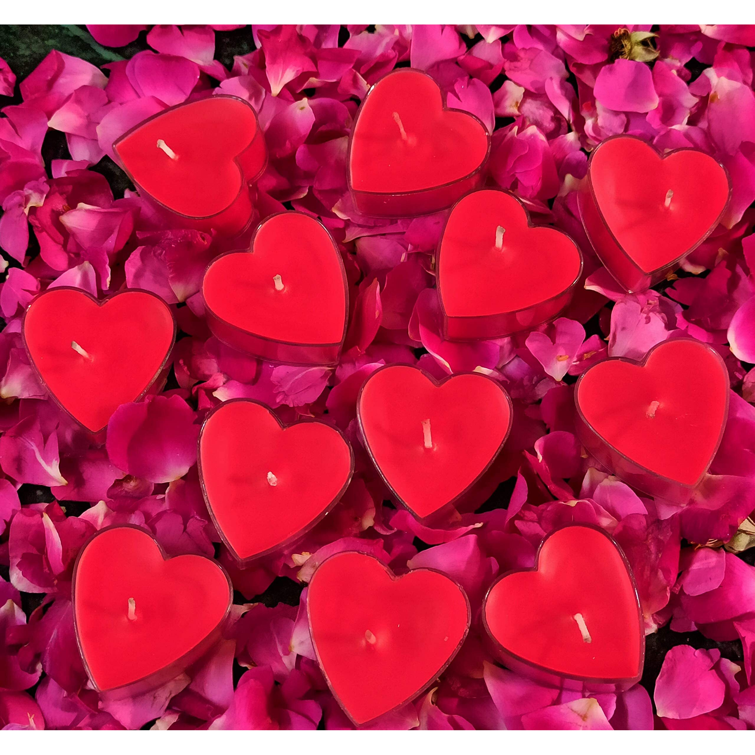 Shraddha Creation Acrylic Heart Wax Romantic Candle, Pack of 25, Rose