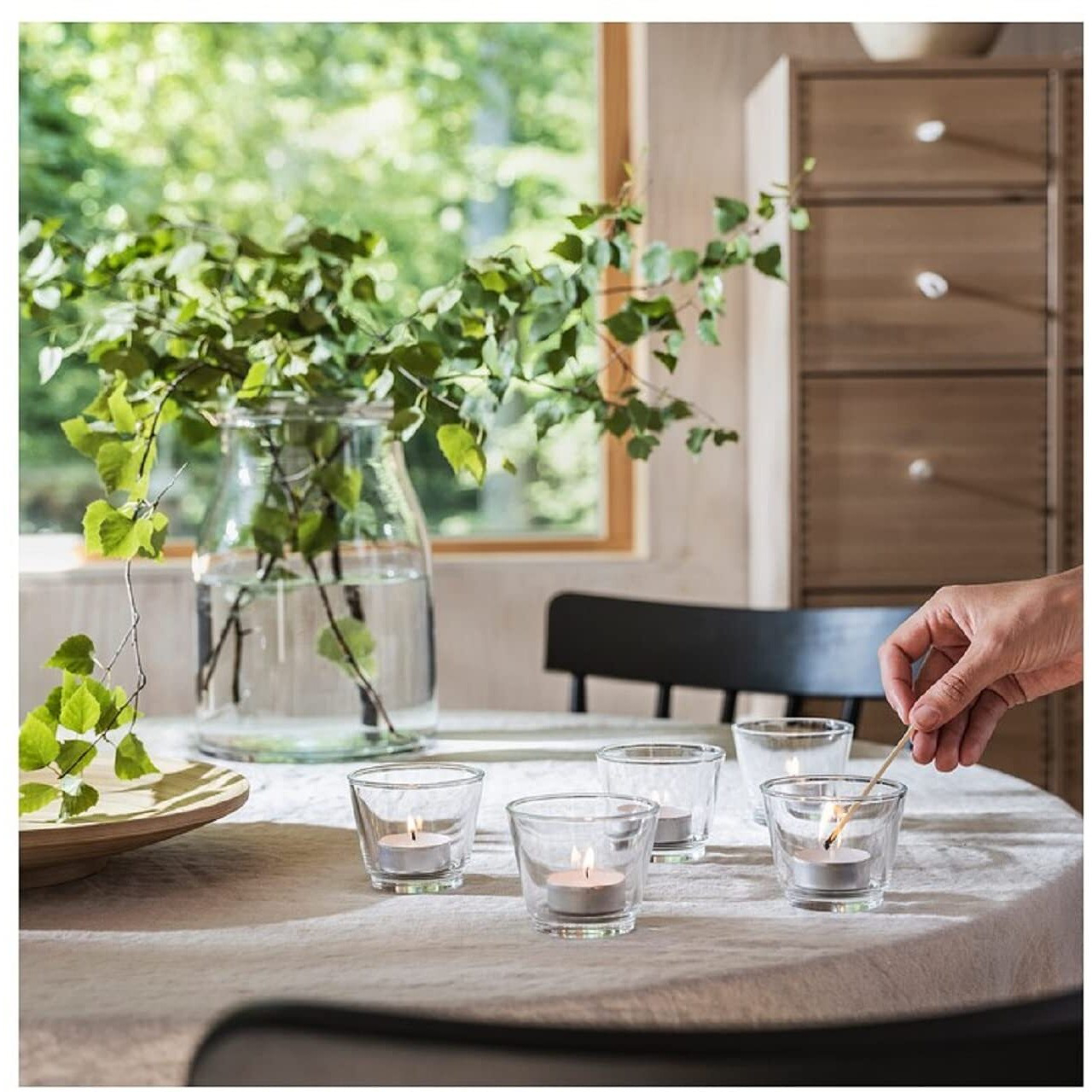 IKEA Little Loved Corner ADLAD Scented Tealight Candle, Scandinavian Woods/White, 3.5 hr (Pack of 60)