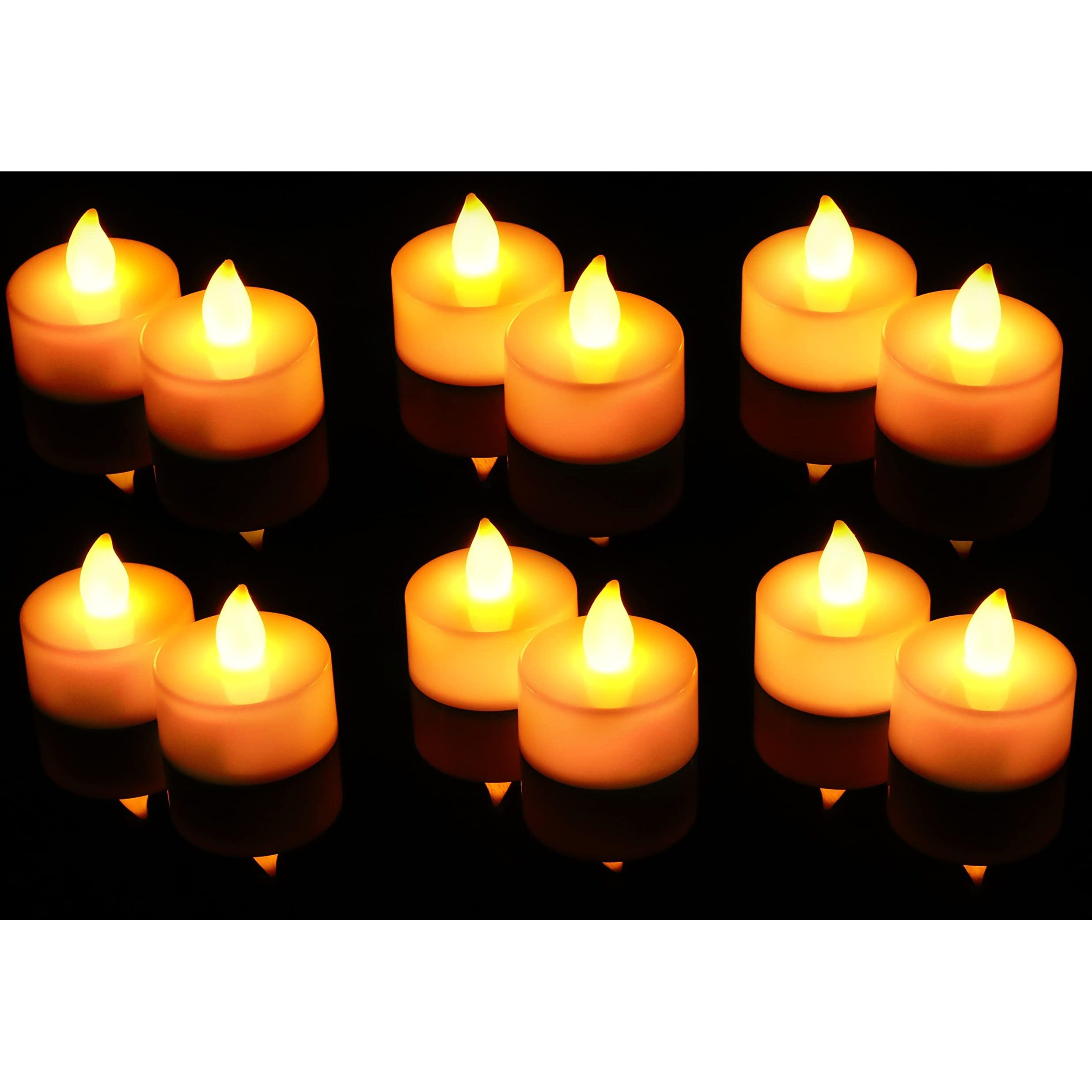 SATYAM KRAFT 6 Pcs Flameless and Smokeless Decorative Acrylic Candles Transparent Led Tea Light Candle for Gifting, House, Home Decor (Yellow, 2 cm)
