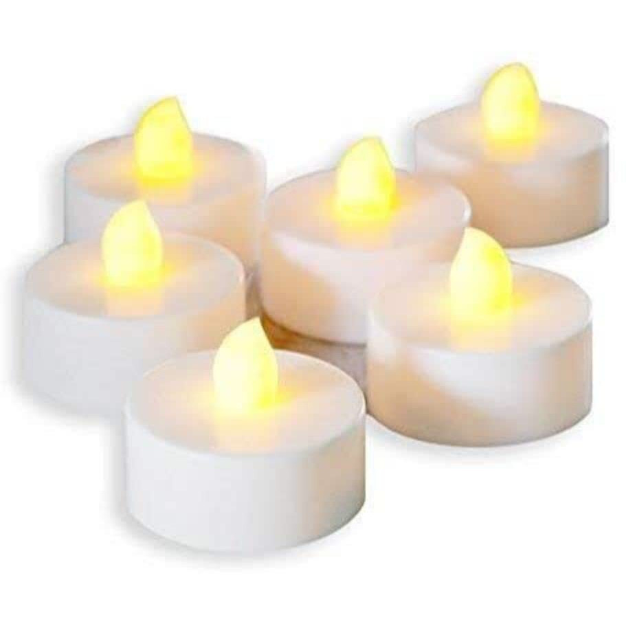 SATYAM KRAFT 6 Pcs Flameless and Smokeless Decorative Acrylic Candles Transparent Led Tea Light Candle for Gifting, House, Home Decor (Yellow, 2 cm)
