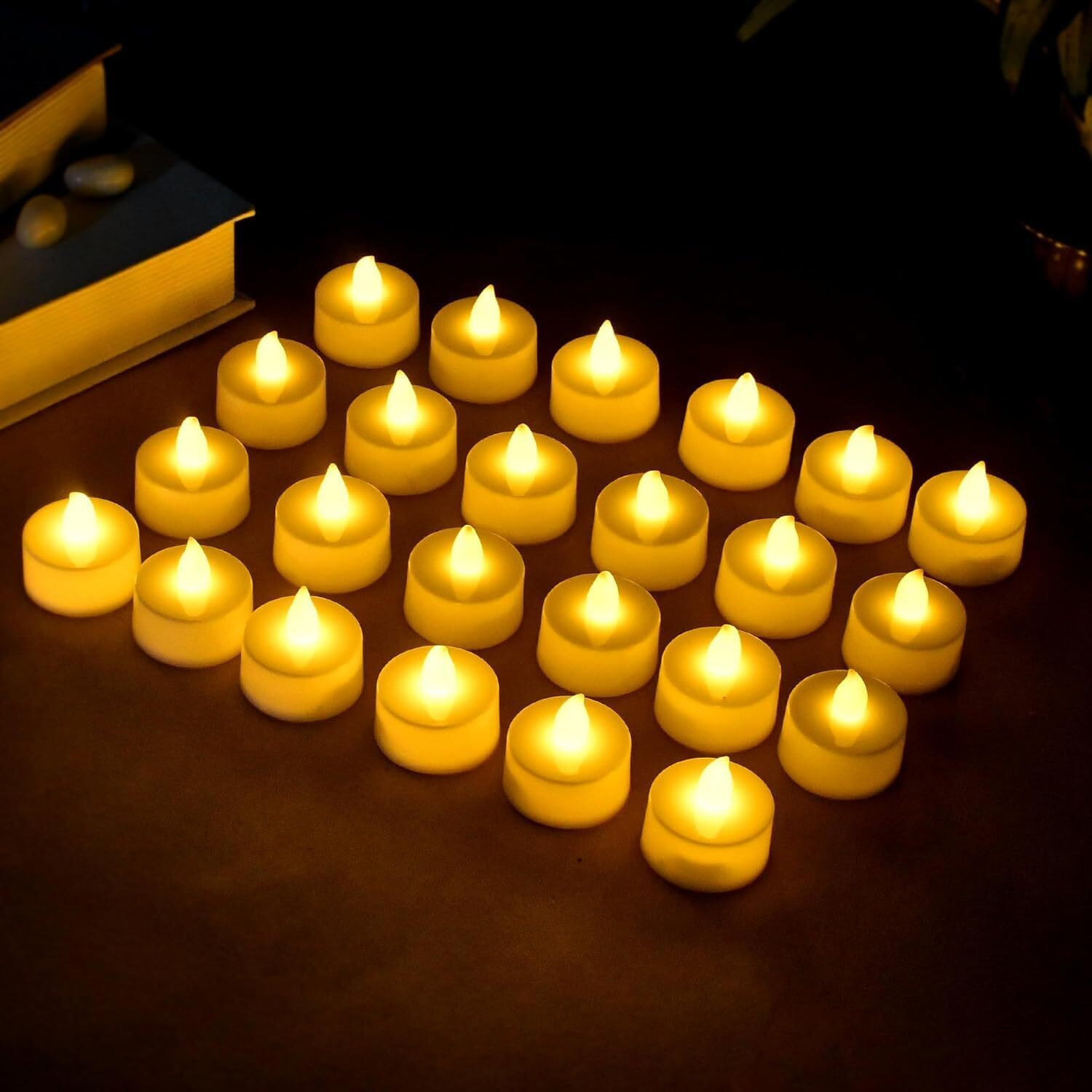 SATYAM KRAFT 6 Pcs Flameless and Smokeless Decorative Acrylic Candles Transparent Led Tea Light Candle for Gifting, House, Home Decor (Yellow, 2 cm)