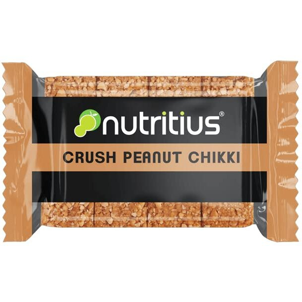 Nutritius Crush Peanut Chikki 120g (Pack of 12) + 1 Free Surprise Chikki (26g) | Peanut Chikki | Gajak | Made with Jaggery | No Glucose Syrup | No Preservatives | Gluten Free | Indian Sweets | Gajak