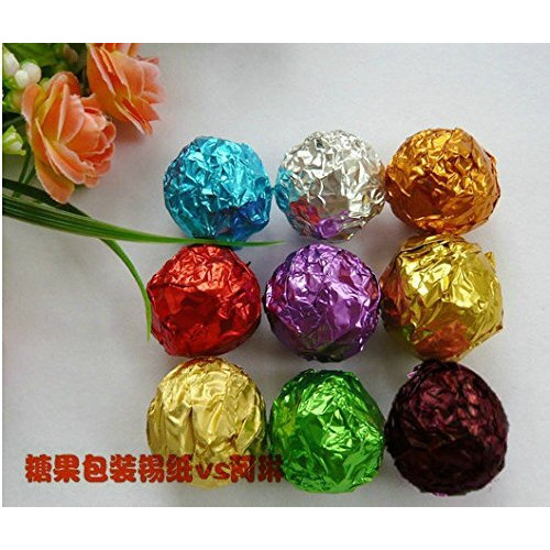 Amit Marketing Chocolate Wrapping Paper I Aluminium Embossed Foil I for DIY Sweets Candies Chocolate Candy Wrappers I Birthday Wedding Shower Party Decor Items I Pack of 250 Pcs - Multicolor