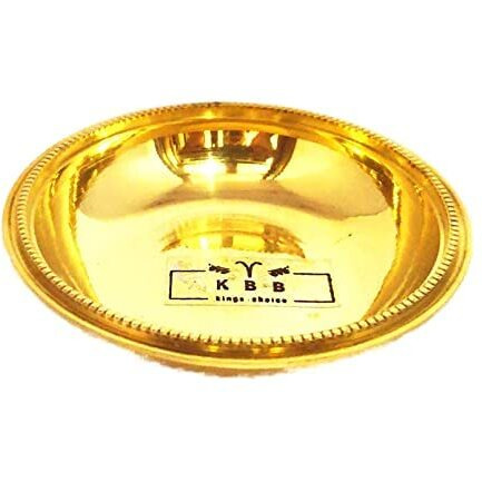 KBB 100% Brass Dana Plain Plate for Sweets Serving | Puja Plate | Krishna Ji Bhog (170 ml) (Diameter- 4.5 INCH. Approxx)