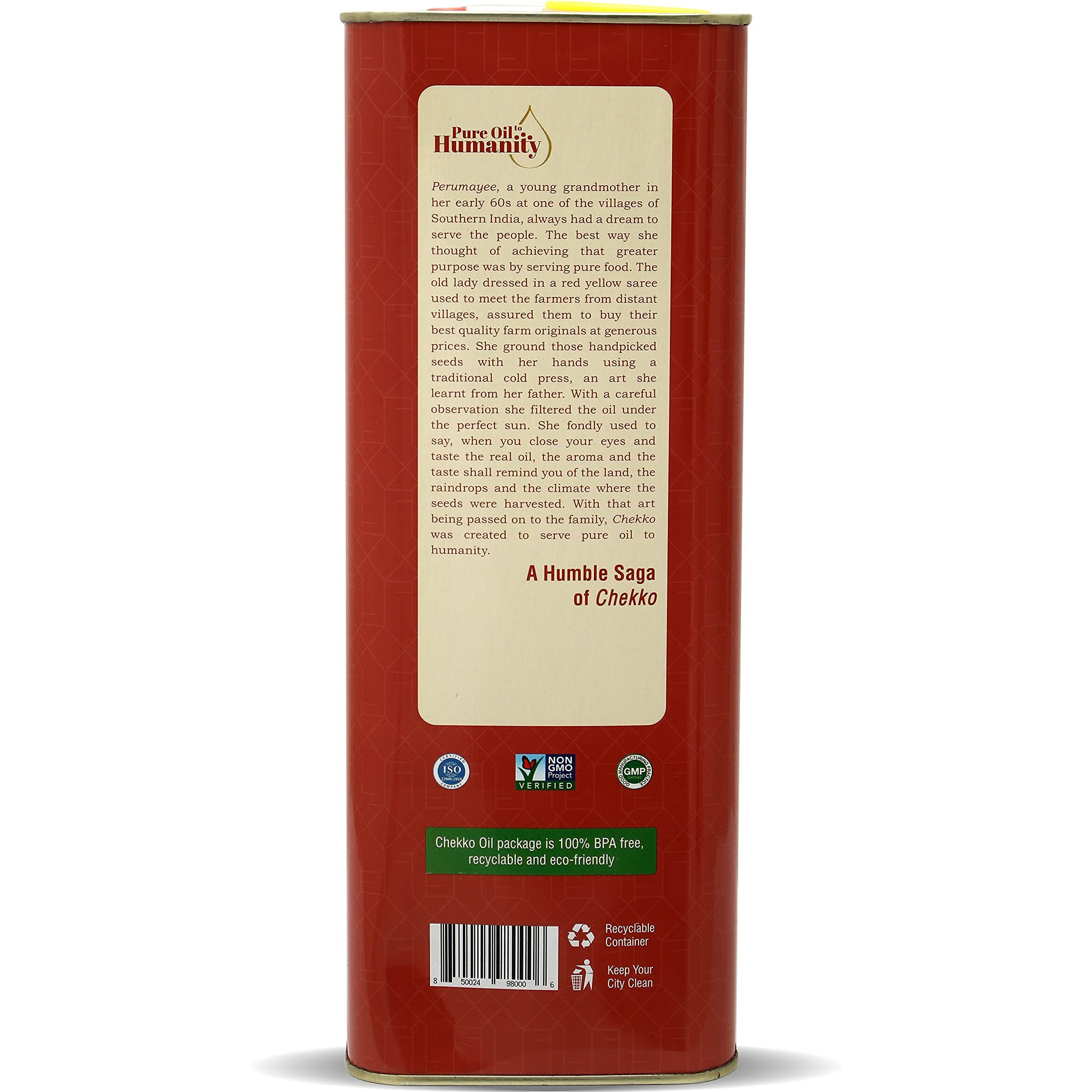 Chekko Kachi Ghani Cold Pressed Virgin 5L Groundnut/Peanut Oil | 100% Natural, Pure & Wood Pressed 5 Litre for Cooking