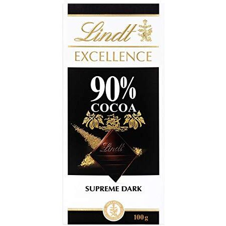 Lindt Excellence 90% Cocoa Dark Supreme Noir Chocolate Bar, 2 X 100 g