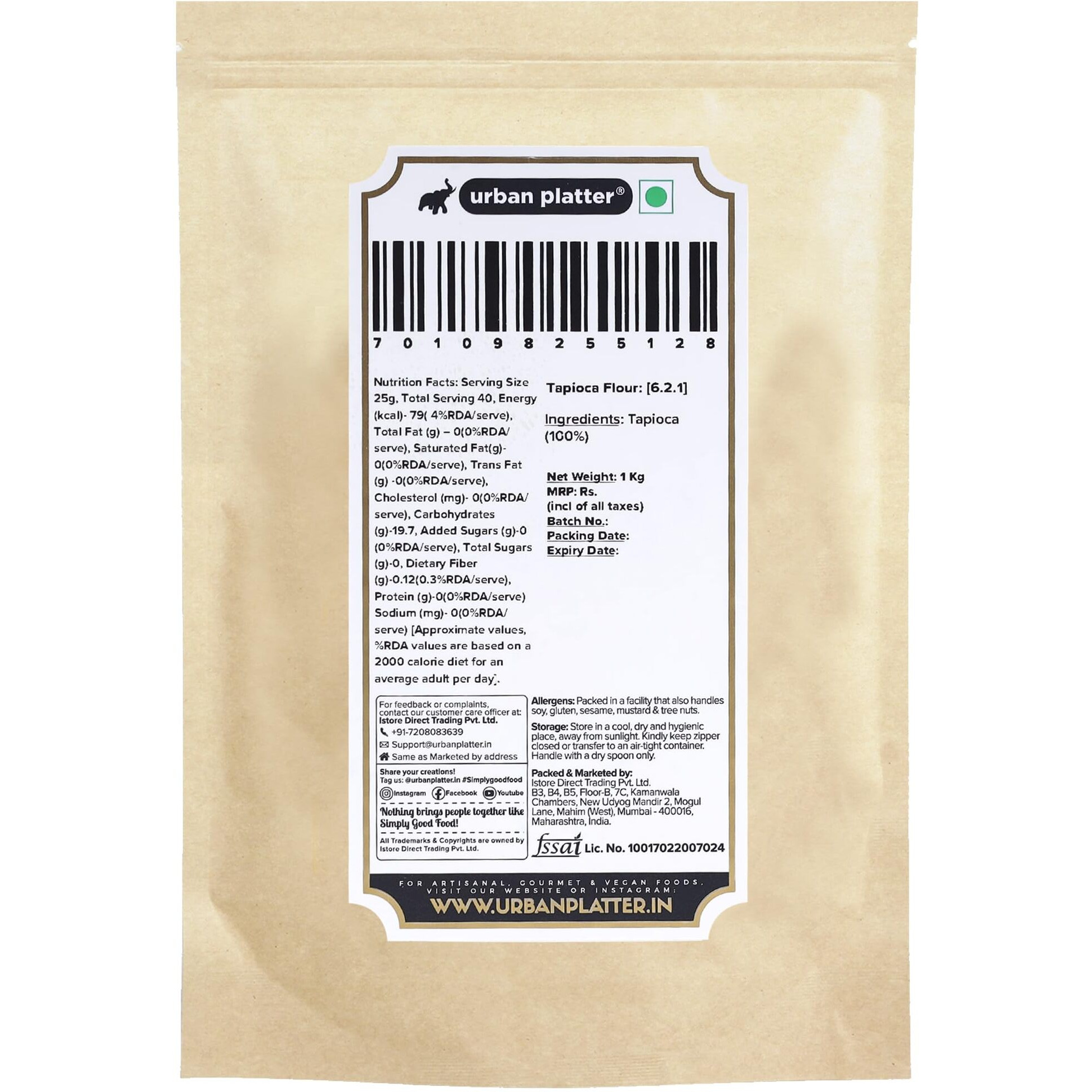 Urban Platter Tapioca Flour, 1Kg