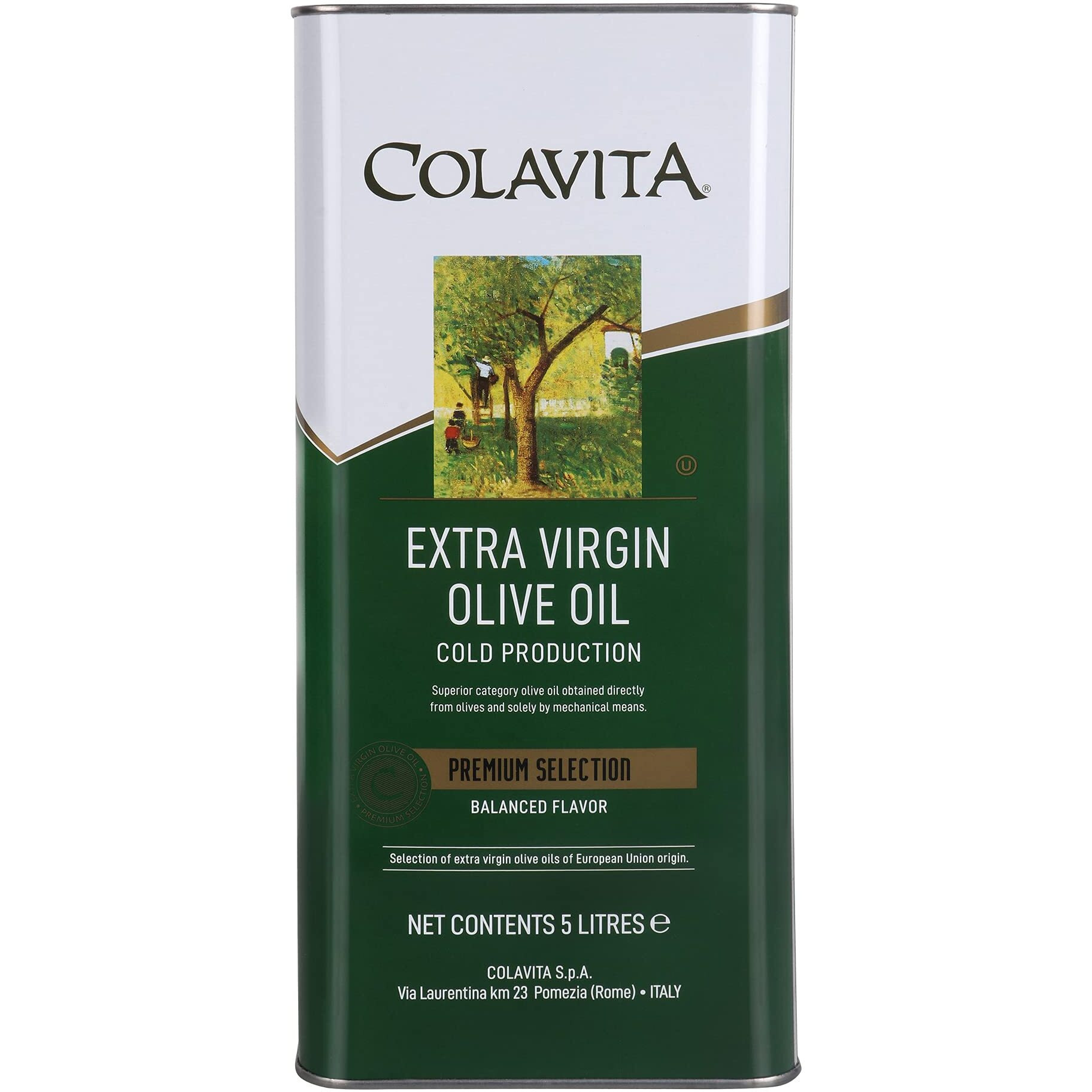 Colavita Extra Virgin Olive Oil - Premium Selection (5L) | Imported from Italy | Ideal for Cooking, Salad Dressings, and Marinades | Cold Pressed Oil | Tin Can Pack