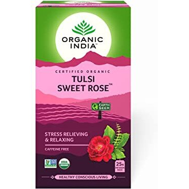 ORGANIC INDIA Chamomile Tulsi Sweet Rose Tea - 25 Infusion Bags - 40 Gm
