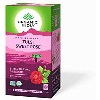 ORGANIC INDIA Chamomile Tulsi Sweet Rose Tea - 25 Infusion Bags - 40 Gm