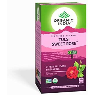 ORGANIC INDIA Chamomile Tulsi Sweet Rose Tea - 25 Infusion Bags - 40 Gm