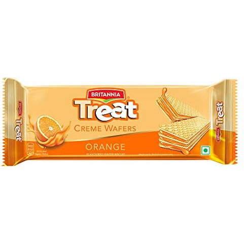 Britannia Treat Crme Wafers - Orange Flavoured Wafer Biscuit | 55 gm