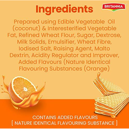 Britannia Treat Crme Wafers - Orange Flavoured Wafer Biscuit | 55 gm