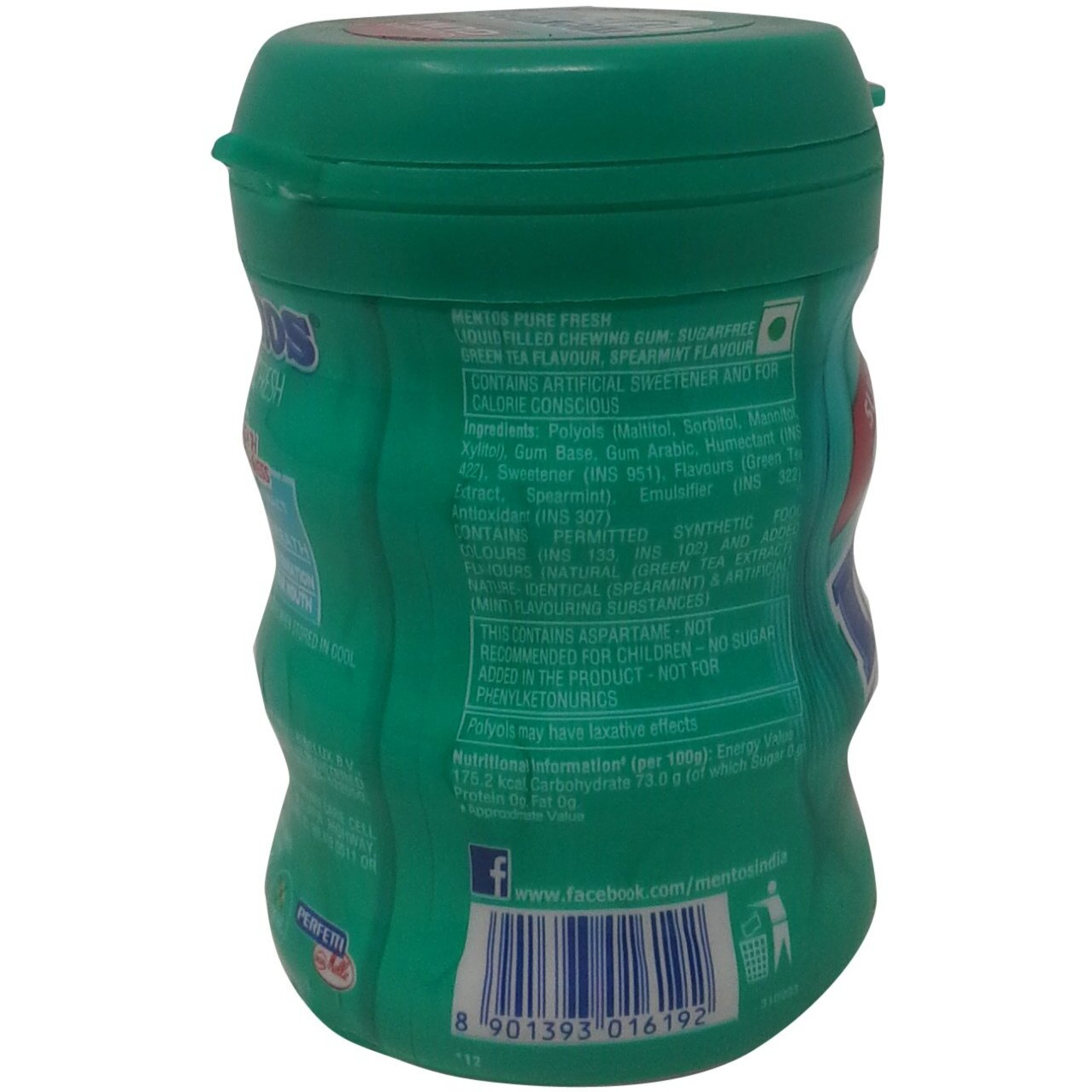 Mentos Chewing Gum - Pure Fresh Spearmint, 56g Bottle