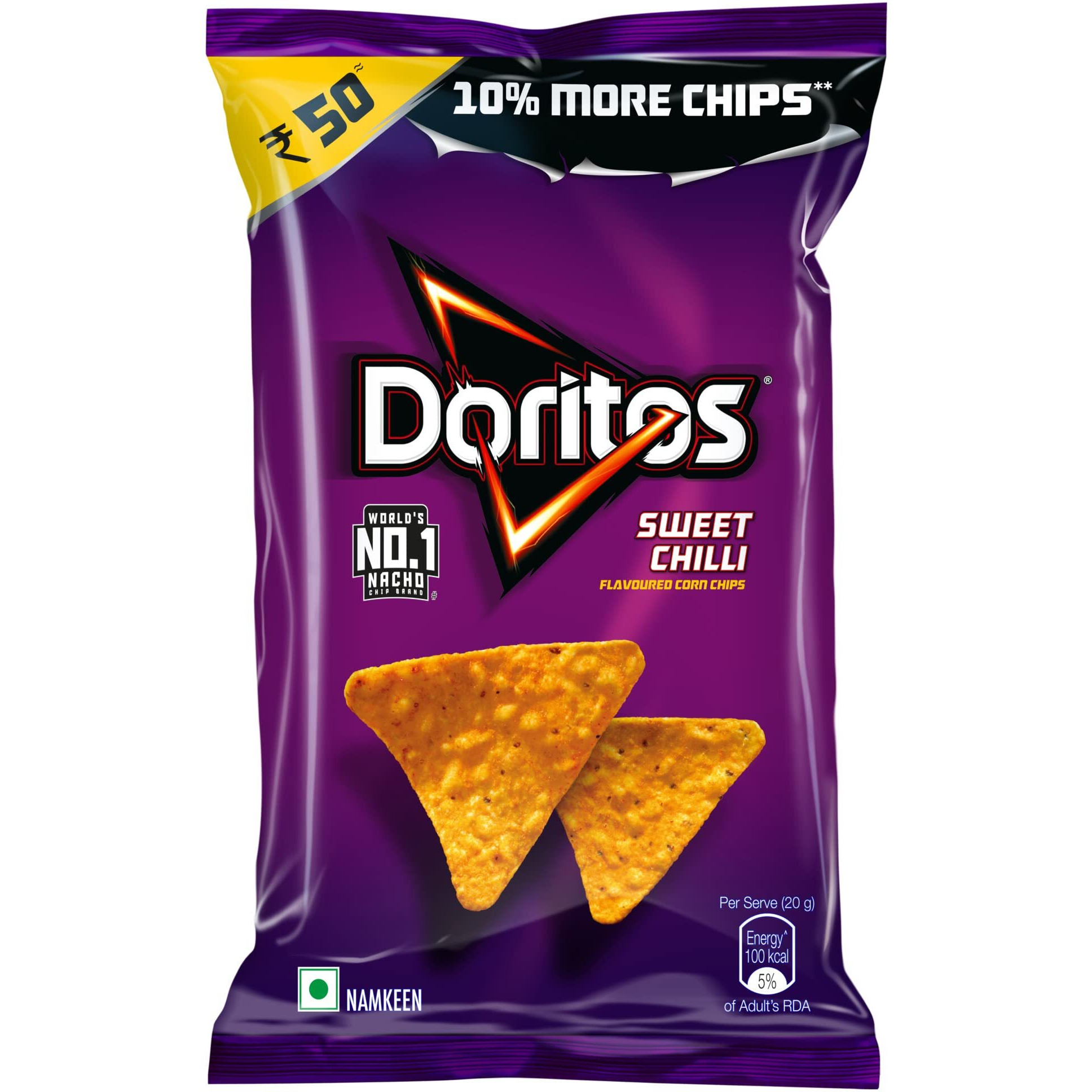 Doritos Nacho Chips 82.5g/100g, Sweet Chilli Flavour, Crunchy Crispy Chips & Snacks, Big Pack (Weight May Vary )