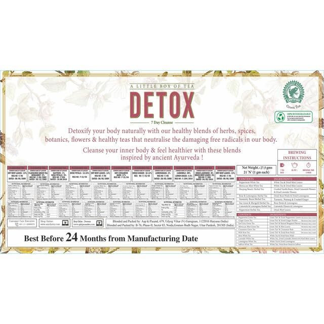 SAN-CHA Tea Boutique, Inner Cleanse Tea, Daily Detox Tea Kit, Energised Mornings, Calm Afternoons & Restful Night Teas, 21 Pyramid, Green Tea & Herbal Tea, 27.5 Gram