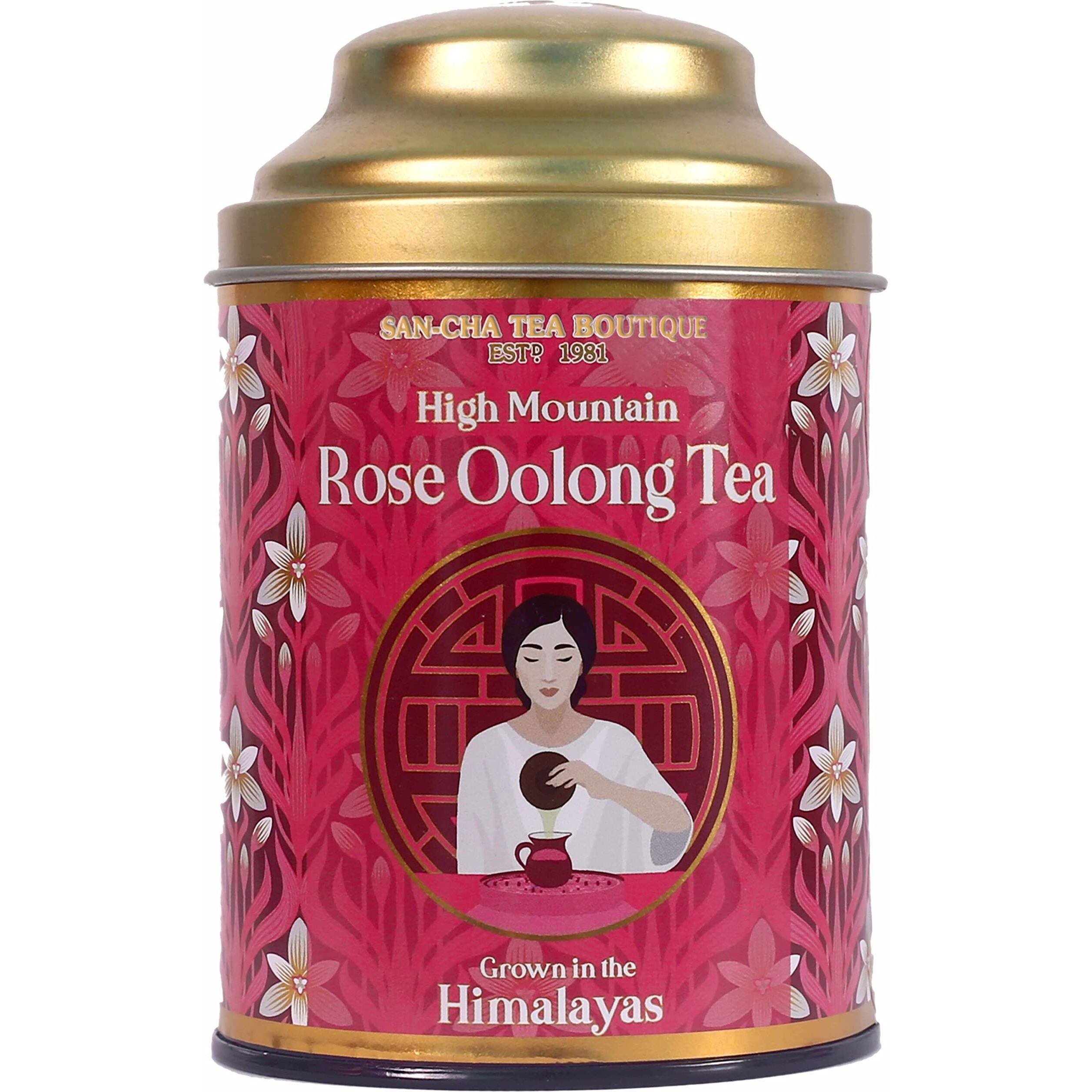 SAN-CHA Tea Boutique| Rose Oolong Tea| High Mountain Oolong Tea|150 Cups+|Himalayan Tea| Semi Fermented Tea Leaves| Real Rose Flower Tea - 2 Gm