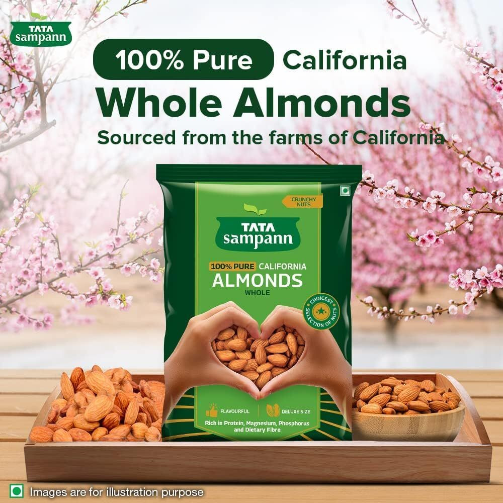 Tata Sampann Pure California Almonds Whole, 1kg, Real Nuts, High in Fiber, Badam Giri, Rich in Protein, Magnesium, Phosphorus and Dietary Fibre, Nuts & Dry Fruits, Value Pack