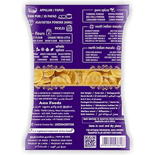 Anu Appalam Papad Anu Dry Golgappa/ Pani Puri Papad - 450 Grams - (Panipuri Papad) Value Pack