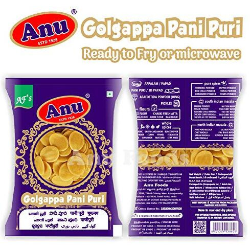 Anu Appalam Papad Anu Dry Golgappa/ Pani Puri Papad - 450 Grams - (Panipuri Papad) Value Pack
