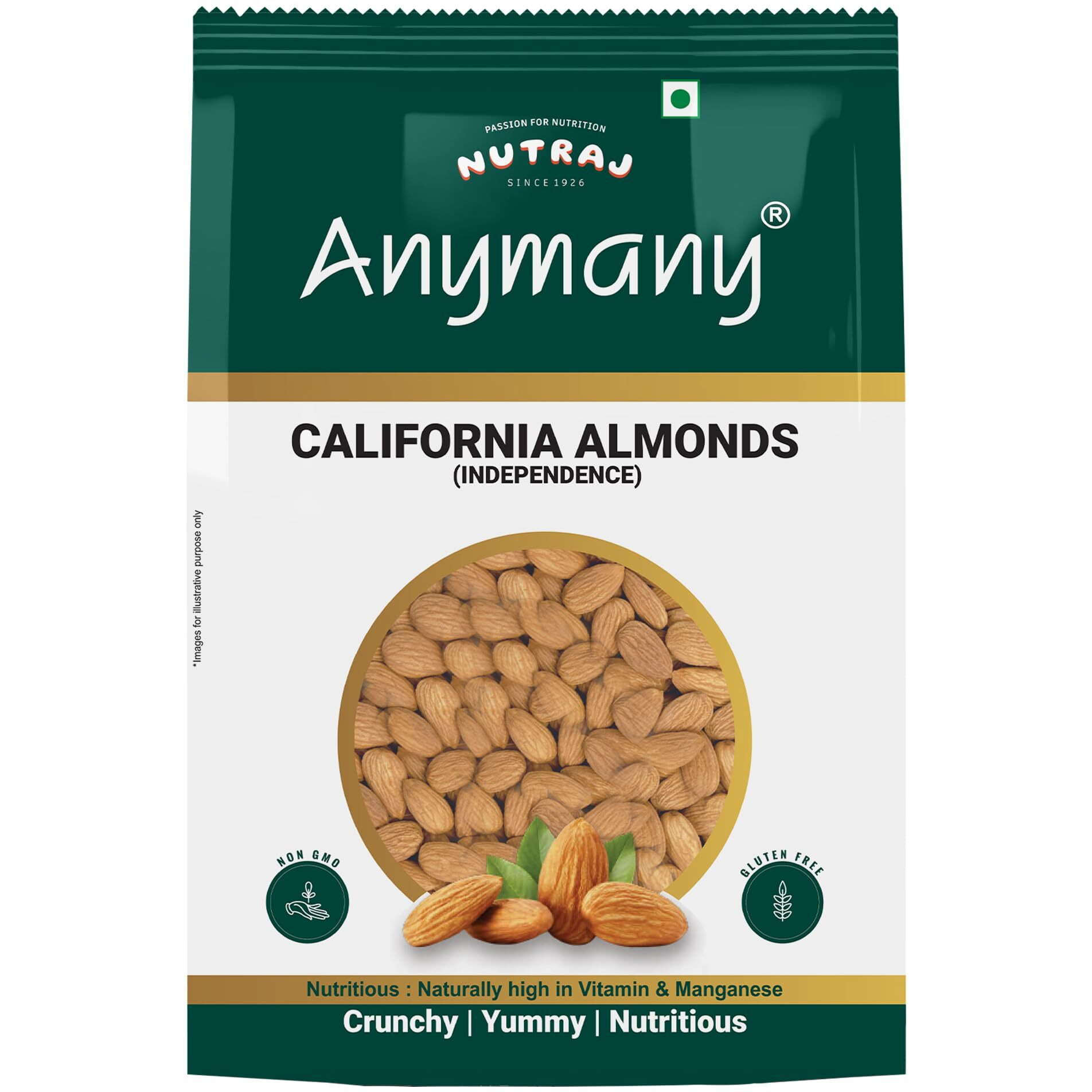 Nutraj Anymany California Almonds (Badam Giri) 1kg Pouch - Raw | Dry Fruits and Nuts | Grocery