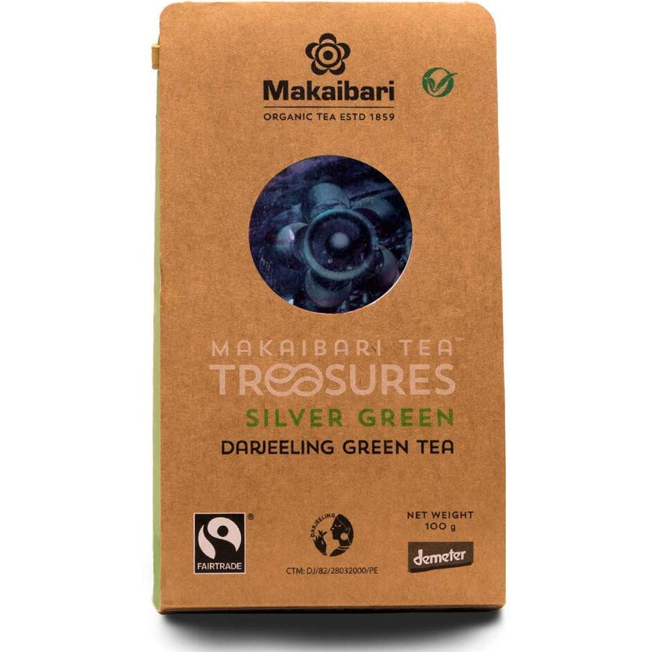 Makaibari Tea Treasures Silver Green Darjeeling Loose Long Leaf Green Tea | Usda Certified Premium Green Tea | Anti-Oxidants, Immunity Booster | Green Tea | 100 Gm