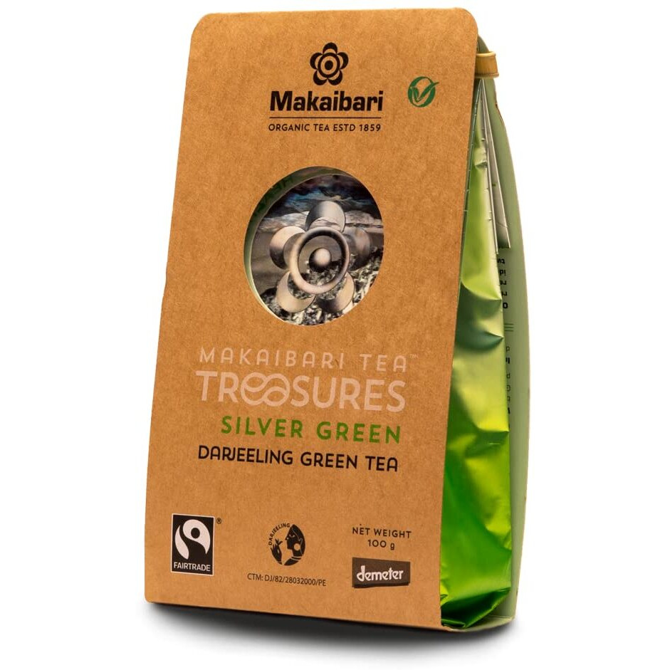 Makaibari Tea Treasures Silver Green Darjeeling Loose Long Leaf Green Tea | Usda Certified Premium Green Tea | Anti-Oxidants, Immunity Booster | Green Tea | 100 Gm