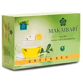 Makaibari Green Bru Darjeeling Green Tea Bags| Usda Certified Premium Green Tea | Anti-Oxidants, Immunity Booster | 100% Organic | 100 Tea Bags - 200 Gm