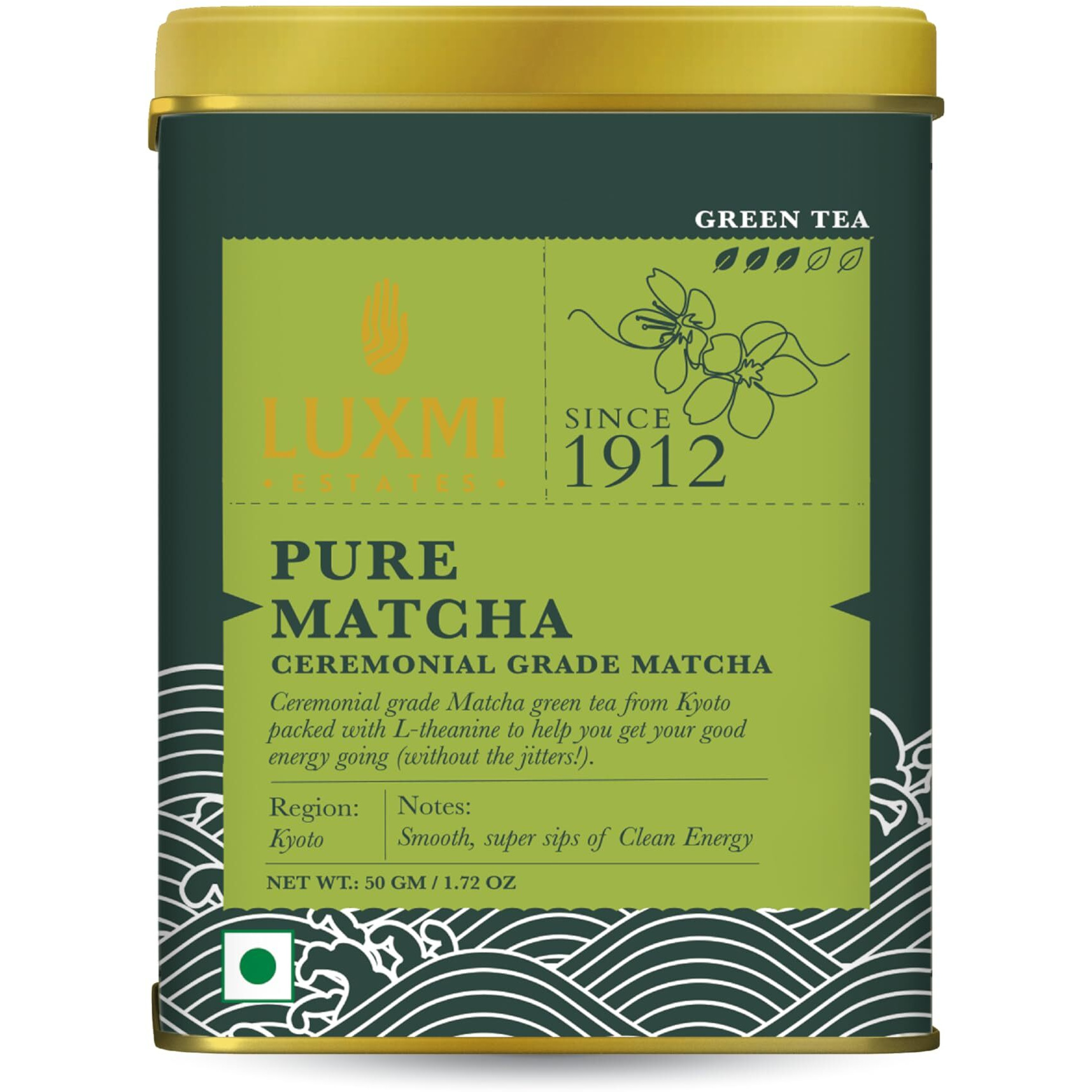 LUXMI Estates Ceremonial Japanese Matcha 50 Gm Pack | Premium Japanese Matcha Green Tea Powder - Pure Ceremonial Grade | Rich In Antioxidants | Authentic Zen Tea Experience