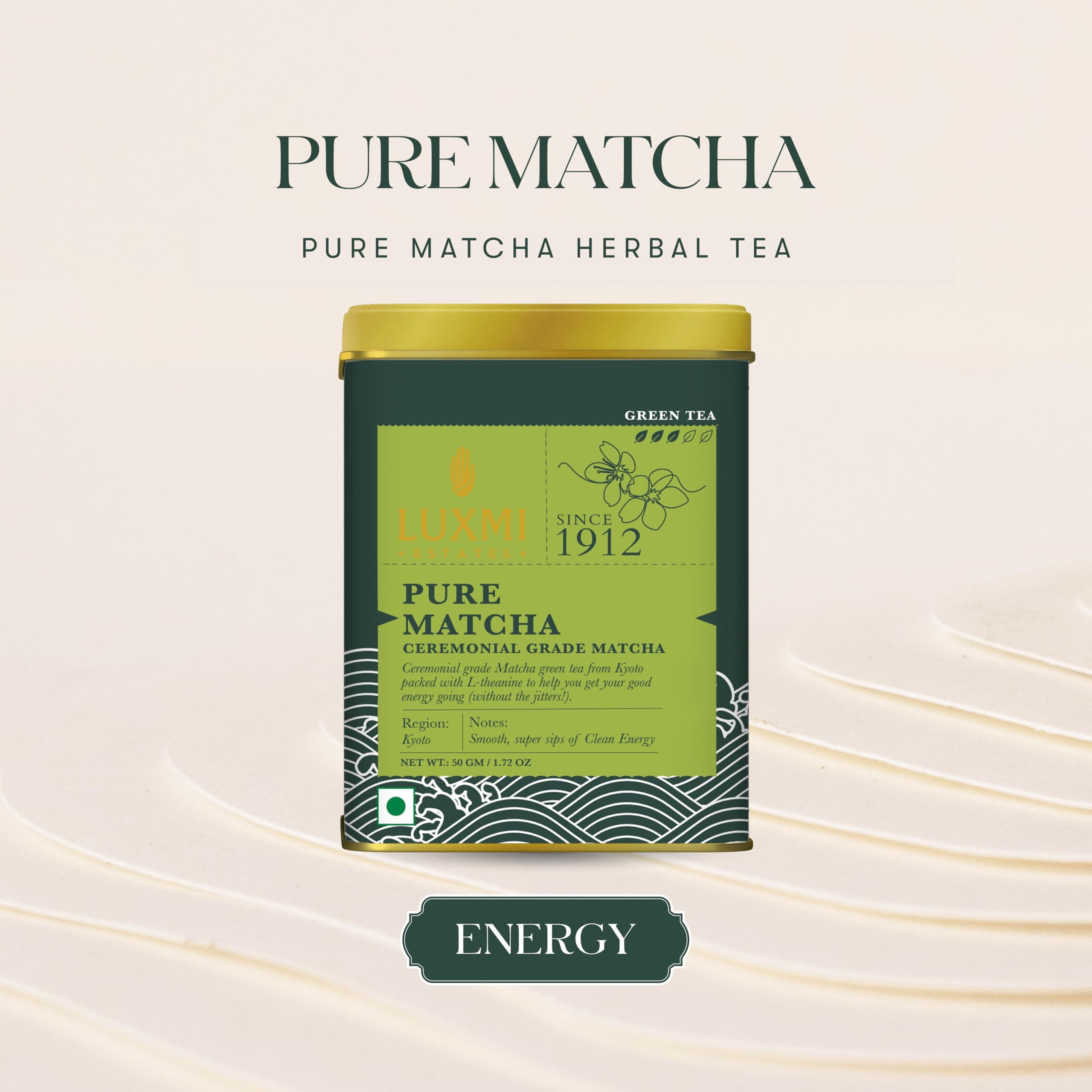 LUXMI Estates Ceremonial Japanese Matcha 50 Gm Pack | Premium Japanese Matcha Green Tea Powder - Pure Ceremonial Grade | Rich In Antioxidants | Authentic Zen Tea Experience