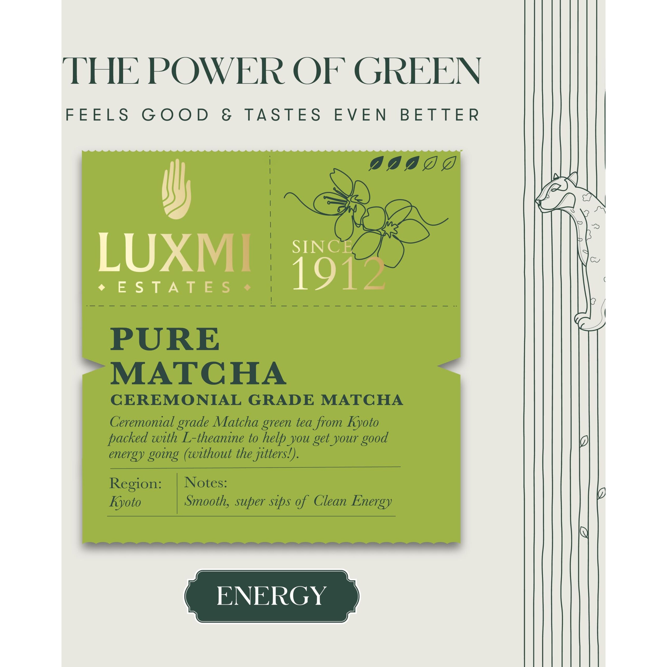 LUXMI Estates Ceremonial Japanese Matcha 50 Gm Pack | Premium Japanese Matcha Green Tea Powder - Pure Ceremonial Grade | Rich In Antioxidants | Authentic Zen Tea Experience