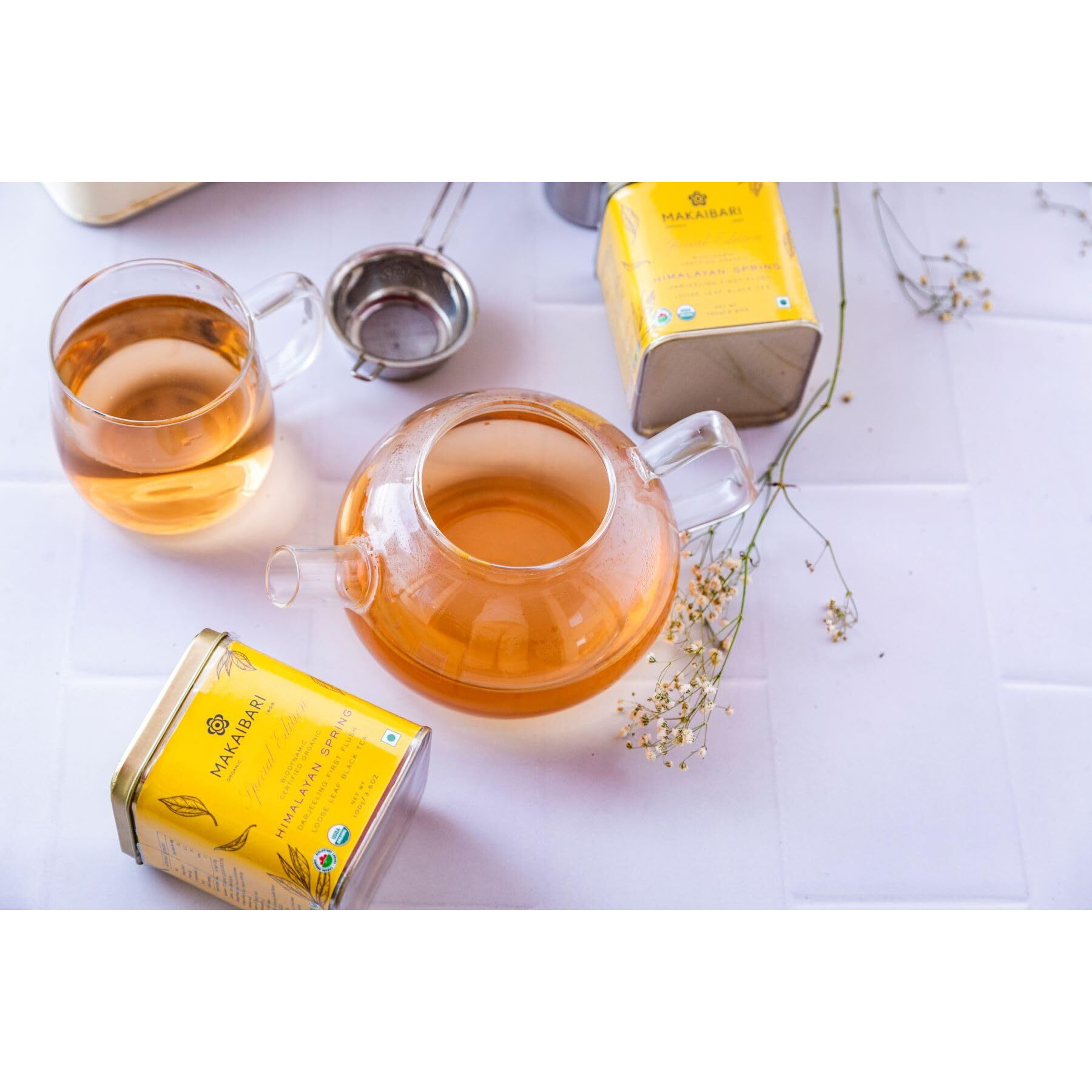 Makaibari Himalayan Spring, Special Edition First Flush Black tea 100 gm Loose Leaf First Flush Black Tea | USDA Organic Certified Darjeeling Black Tea | Single Estate Loose Leaf Tea